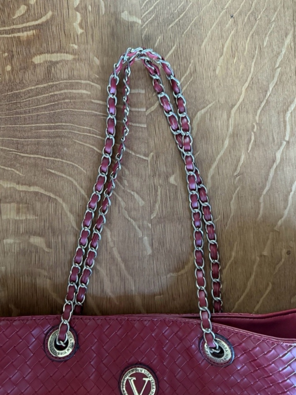 VTG Y2K Vera New York  Vera Wang Red Basket Weave Shoulder Bag 13.5Wx10Hx5.5D - Picture 8 of 15